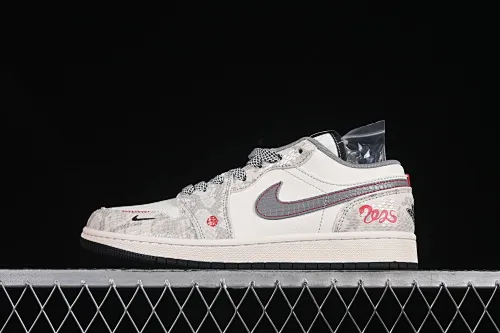 All categories Air Jordan Jordan series basketball shoes Air Jordan 1 Low high-end customized low-top sneakers Air Jordan 1 Low AJ1 Joe 1 Year of the Snake limited gray silver snake scale high-end customized low-top retro basketball shoes SJ9950-054